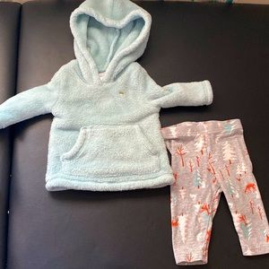 fuzzy hooded sweatshirt and winter pants